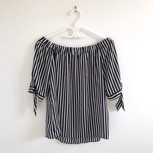 H&M Striped Off-The-Shoulder Blouse